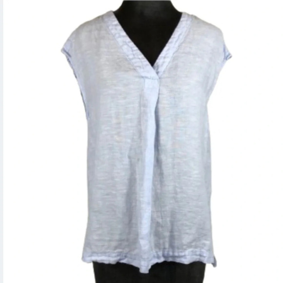 2/$30 Cynthia Rowley Top Size Small Linen Split Neck Sleeveless Summer Fabric - Picture 1 of 13